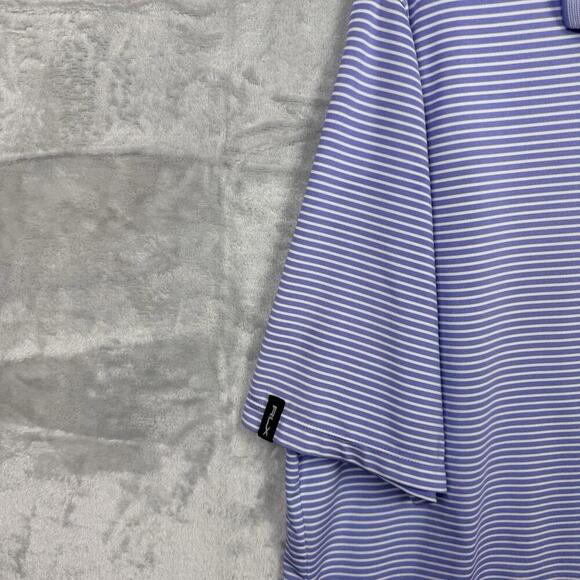 RLX Ralph Lauren Striped Golf Polo Shirt SzL Blue White Performance Stretch Tech - Picture 6 of 8